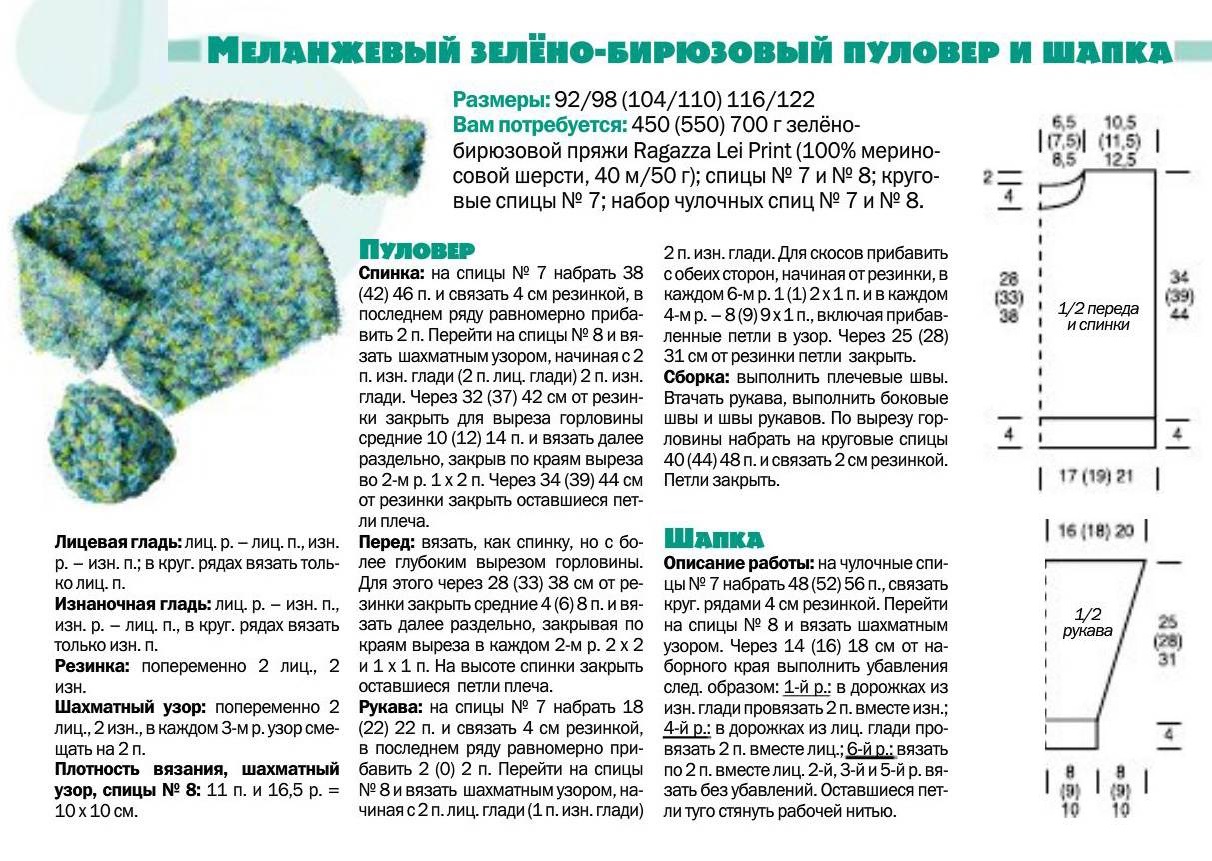 Джемпер для мальчика спицами 3 года схема и описание